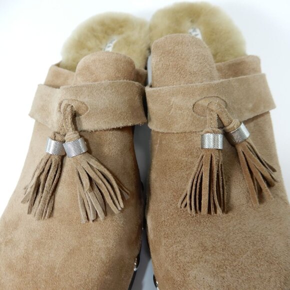 Rag & Bone Johannes Suede Shearling Tassel Clogs Size 40 10 Chunky NEW $475 - Picture 8 of 14